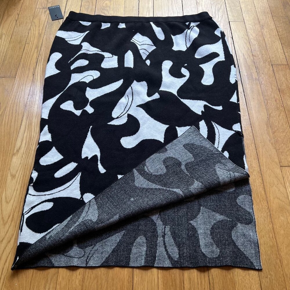Eloquii Size 22/24 NEW Abstract Black & Gray Knit Intarsia Column Sweater Skirt - Picture 14 of 16